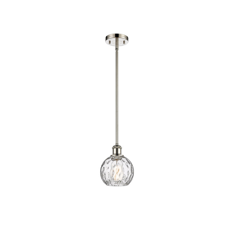 Luminaire suspendu sphérique 1 lumière Cindi, Ampoule non incluse, H 8 po x l 6 po x P 6 po, Nickel poli
