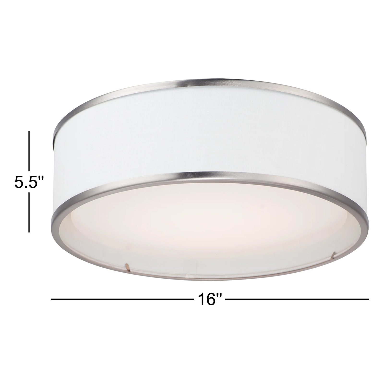 Jessalyn 3 Light LED Flush Mount, 5.5" H x 16" W x 16" D, White Linen