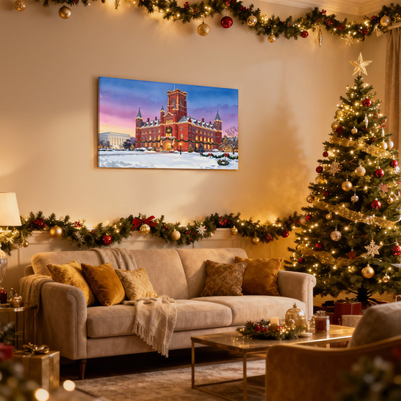 Ensemble de 3 impressions sur toile de Noël en brique rouge, H 12 po x l 18 po