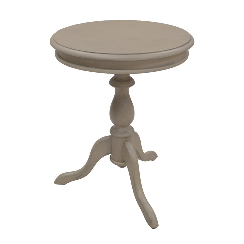  Rustic 25" Taupe Gray Distressed Round End Table