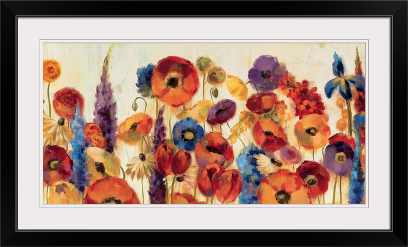 Joyful Gardens Joyful Garden - Print, 32" H x 56" W x 1" D, Black Framed