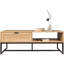 Meuble télé avec casier de rangement et tiroir, design moderne côtier, bois naturel