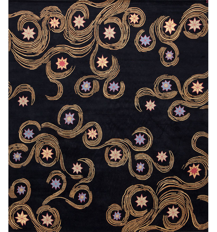 Classic Hand Knotted Wool Starburst Area Rug, Rectangle 5' x 8'