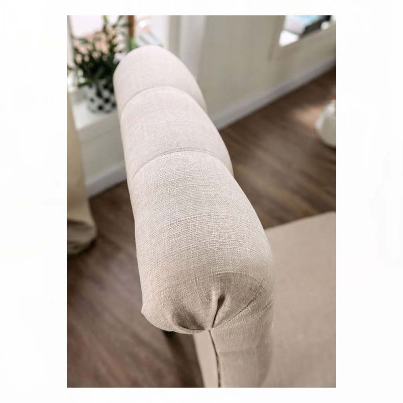 Linen Upholstered Dining Chair Set with Tufted Upholstered Back ,Wood Legs, Ivory