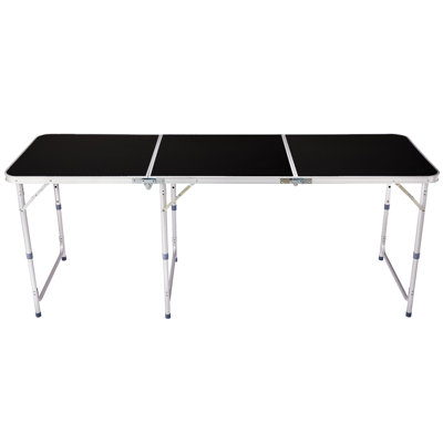 6Ft Aluminum Alloy Folding Table Black