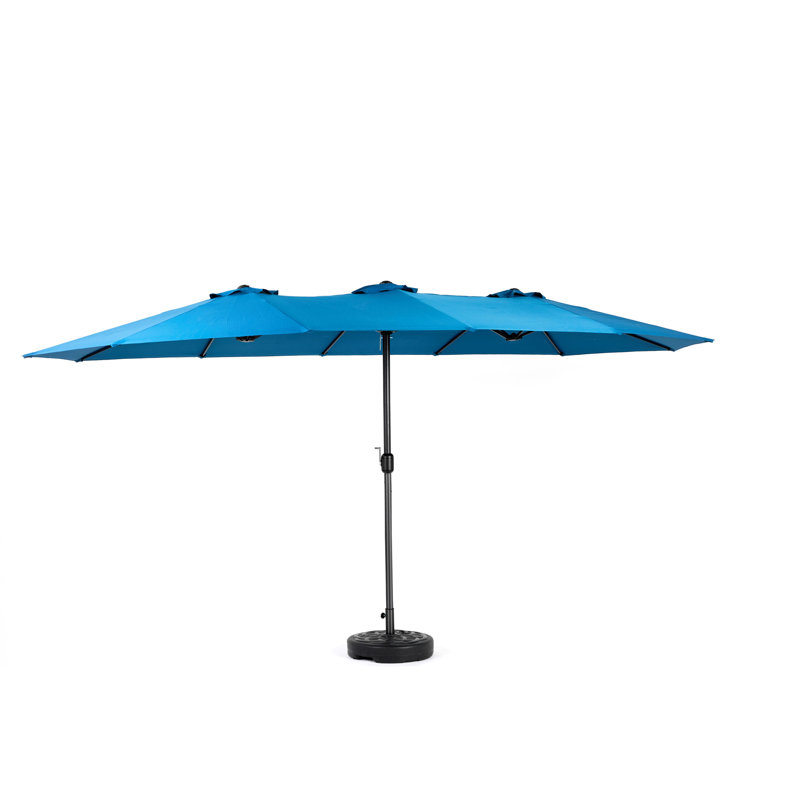 Grand parasol rectangulaire d'extérieur de 14,8 pi avec manivelle - bleu foncé pour les bains de soleil à double face dans la cour arrière