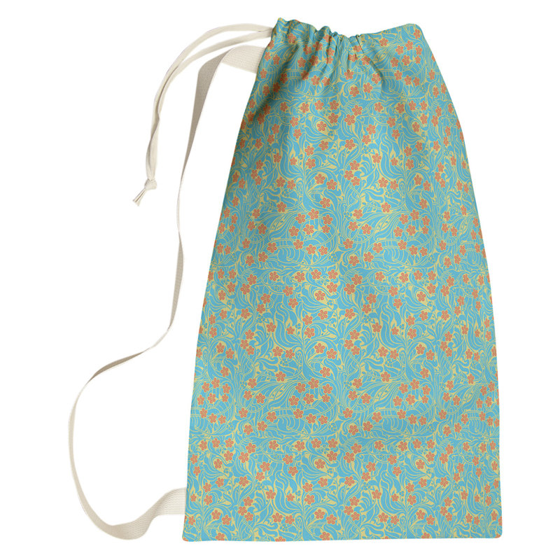 Sac à linge florale à tourbillons, Petit (H 64 po x l 20 po x P 1,5 po), Jaune, bleu et orange