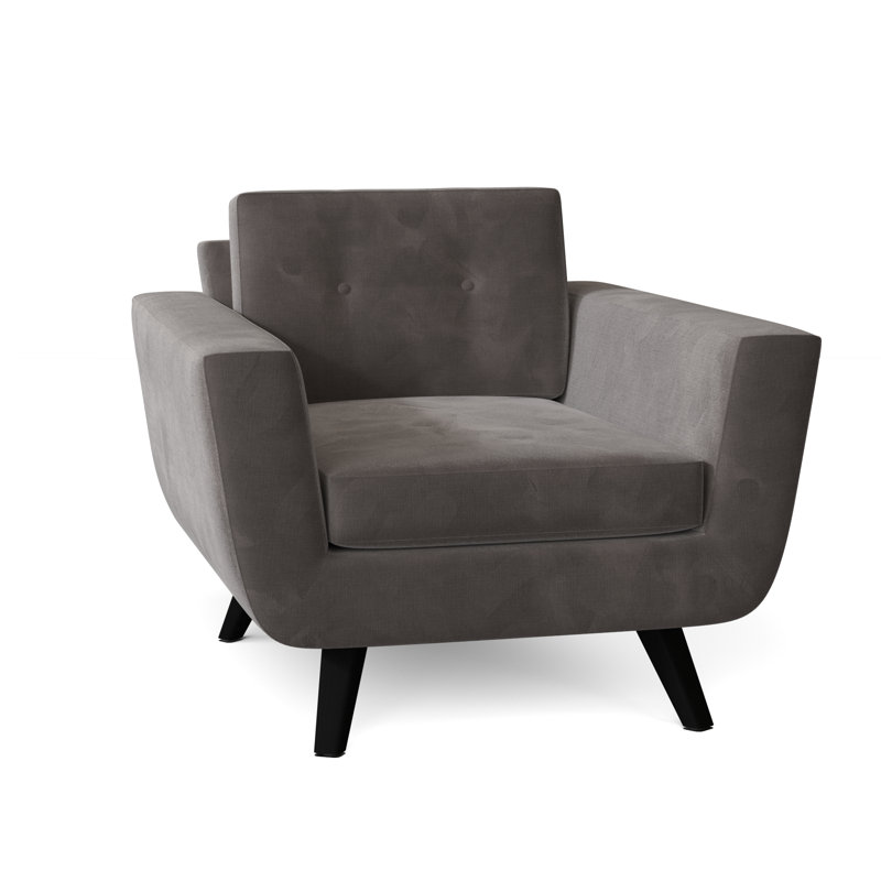 Fauteuil Callie, Velours gris anthracite, Naturel, Plumes / duvet