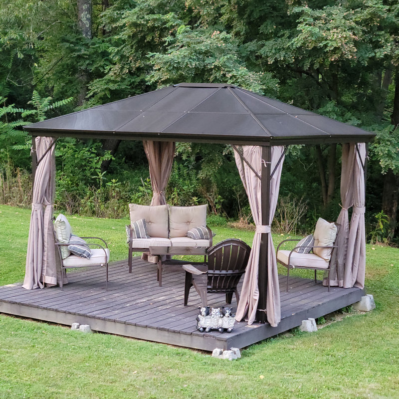 Abri de jardin pour patio en métal en aluminium mesurant l 16 pi x P 12 pi