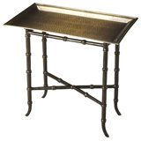 Meiling Antique Brass Tray Top Side Table