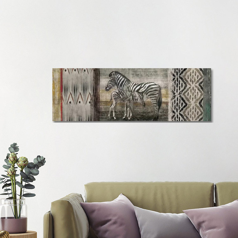 Tribal Zebras by Edward Selkirk - Wrapped Canvas Panoramic Gallery-Wrapped Canvas Giclée