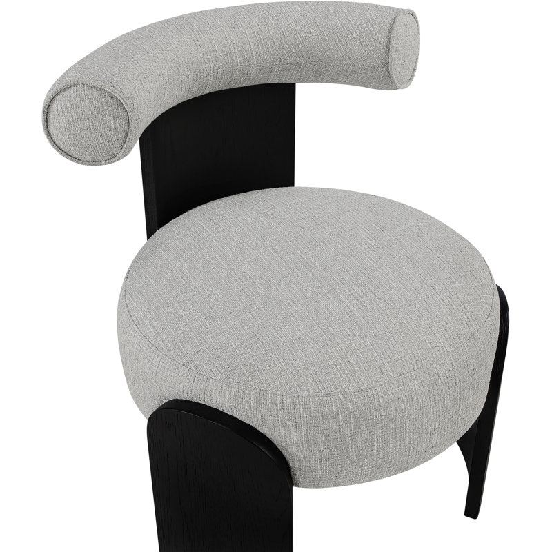 Fauteuil d'appoint rembourré Calder, Noir, Tissu gris texturé en lin