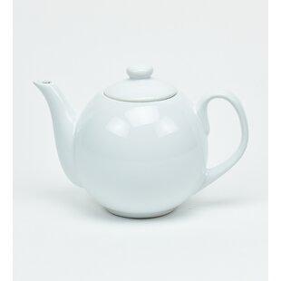 SAKI Large Porcelain Teapot, 48 Ounce Tea Pot with Infuser,  Loose Leaf and Blooming Tea Pot - White: Teapots