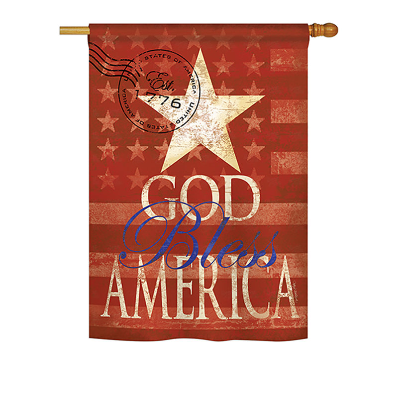 Drapeau de jardin en polyester 2 côtés dieu bless america, H 40 po x l 28 po