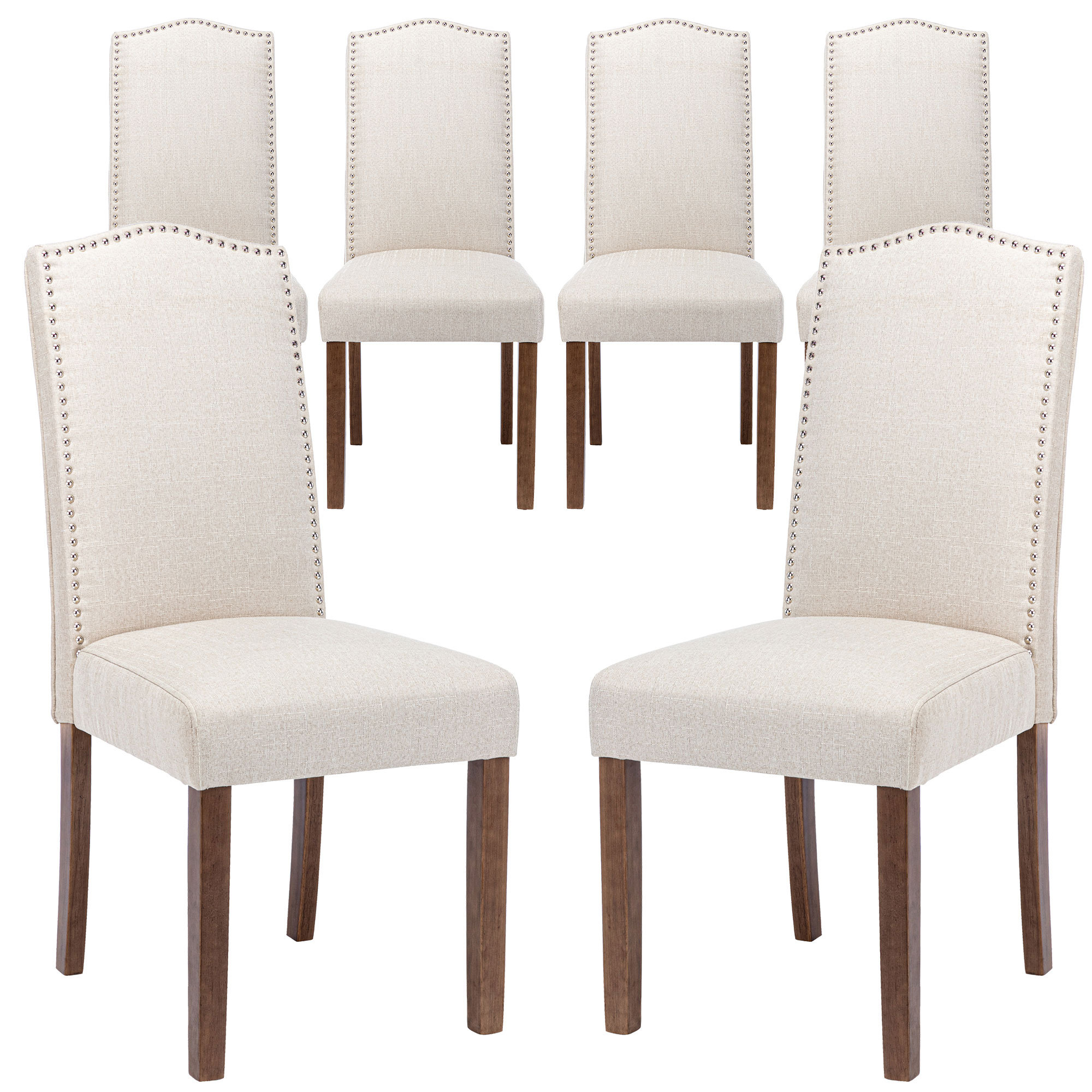 Daesia Tufted Linen Solid Back Dining Chair