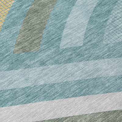 Tapis mid-century moderne lavable à la machine intérieur / extérieur Chantille ACN2467