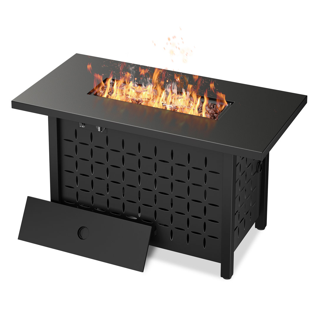 Ceasare 24.5'' H x 42.9'' W Propane Outdoor Fire Pit Table with Lid Brayden Studio®