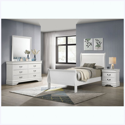 Ensemble de chambre à coucher simple 4 pièces White