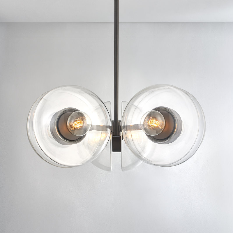 Lustre 6 lumières Kert, Laiton noir, H 18 po x l 38,75 po x P 38,75 po