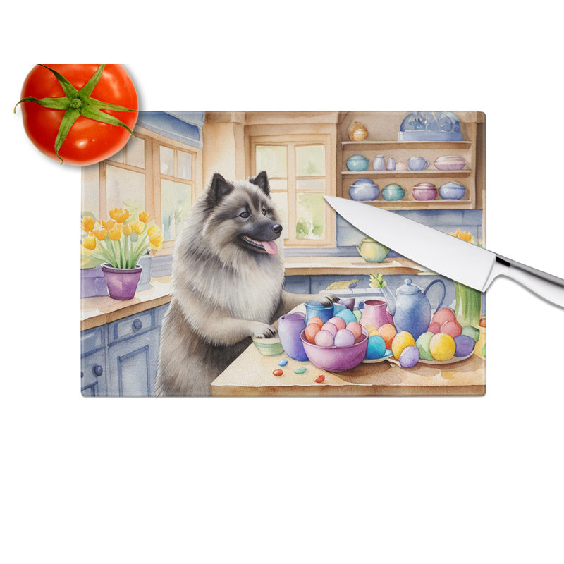 Planche à découper en verre Decorating Keeshond