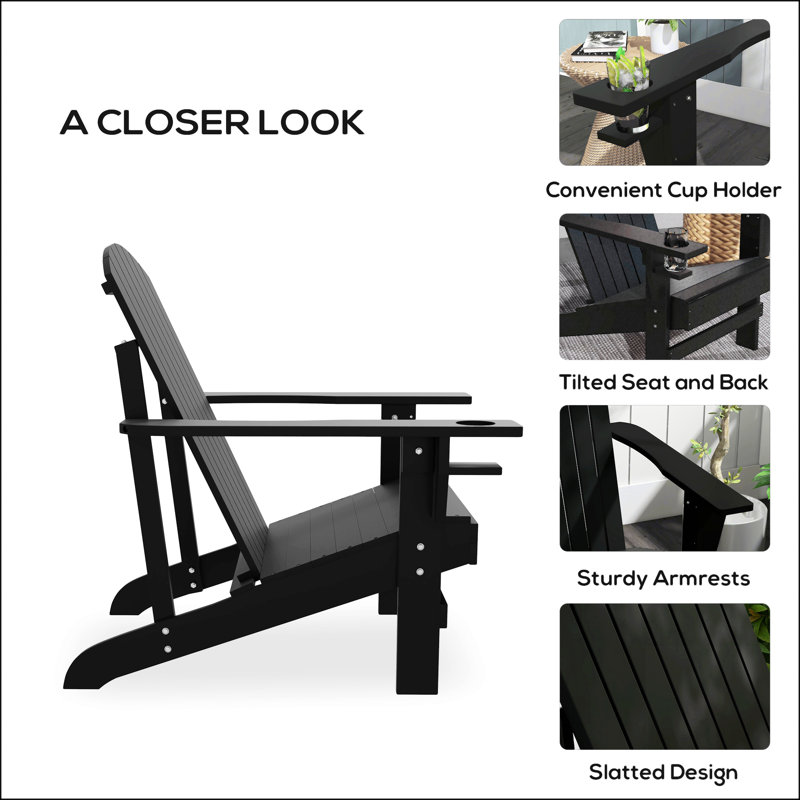 Chaise de jardin pour l'extérieur avec porte-gobelet