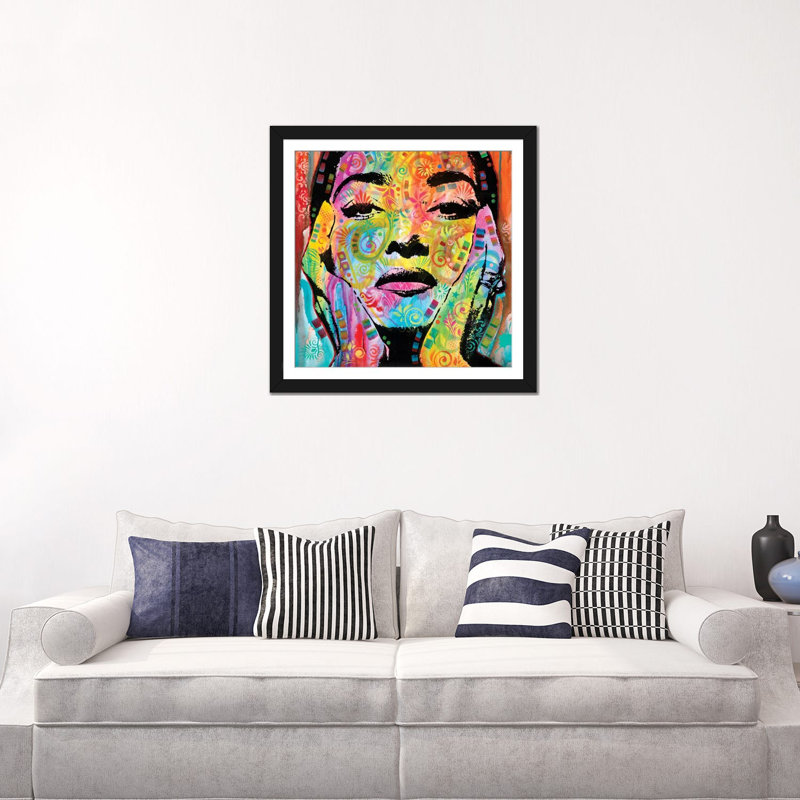 «Maria Callas», impression sur toile, H 16 po x l 16 po x P 1 po, Papier d'art encadré noir, Blanc