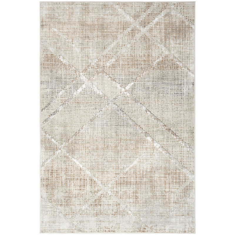 Tapis abstrait gris / moka Douglass, Rectangle 5 pi 3 po x 7 pi 3 po
