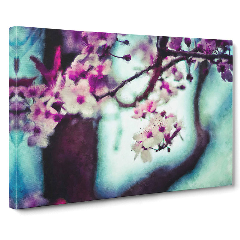 Pink Cherry Blossom Flowers Vol.10 - Wrapped Canvas, 35cm H x 50cm W x 3cm D