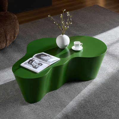 Table basse de 50 pouces de forme unique en fibre de verre robuste pour le salon sans assemblage vert
