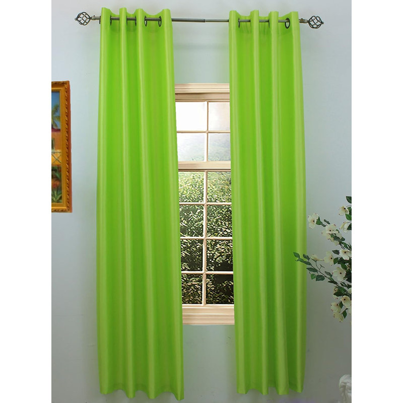 Solid Semi-Sheer Grommet Curtain Panels, Lime Green