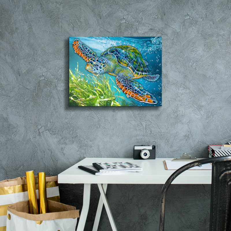  «Sea Turtle» par Tim Jeffs, art mural sur toile, H 12 po x l 16 po