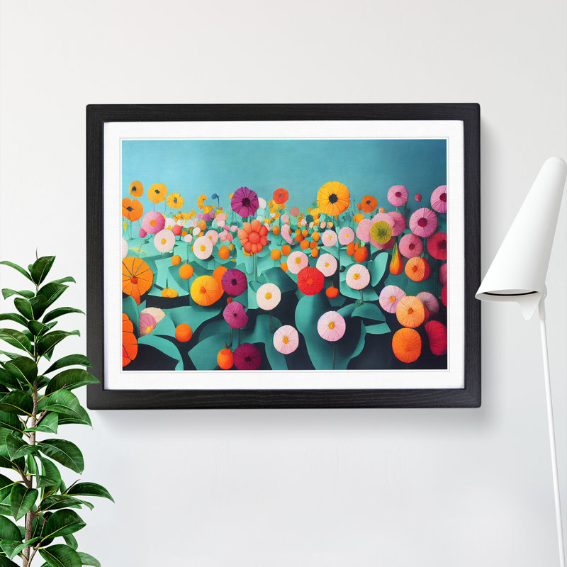 Exhilarating Flower Market - Single Picture Frame Painting, Black, 46cm H x 64cm W x 2cm D