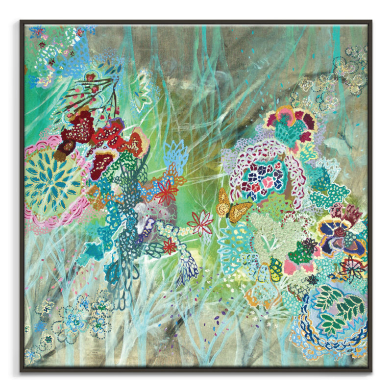 Lia Porto - Floater Frame Painting on Canvas, Black, 102cm H x 102cm W