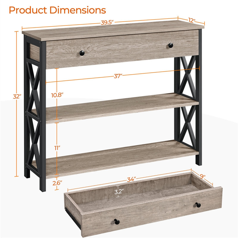 Keivha 39.5'' Console Table, Gray
