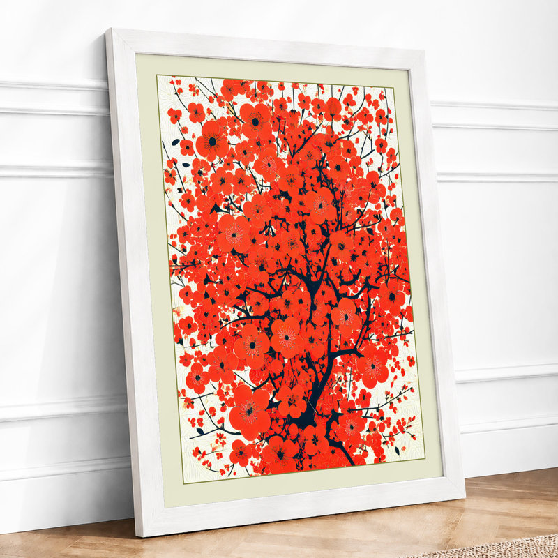 Tree In Scattered Light Modern - Single Picture Frame Print, A2 - 59.4 x 42.0 cm, White