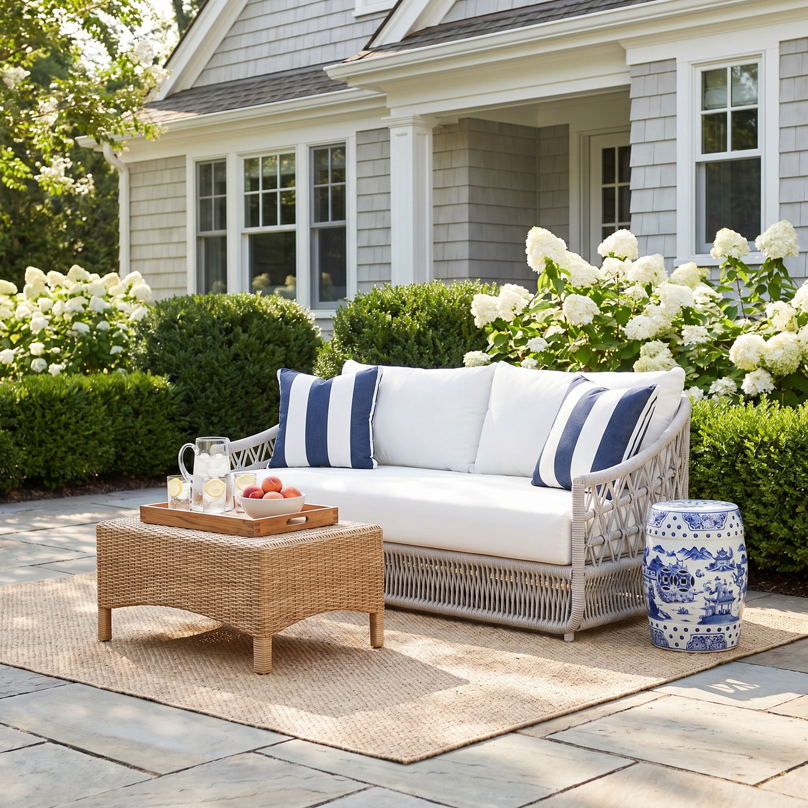 Lucan 78" Sunbrella® Patio Sofa, Linen Canvas Sunbrella® Canvas