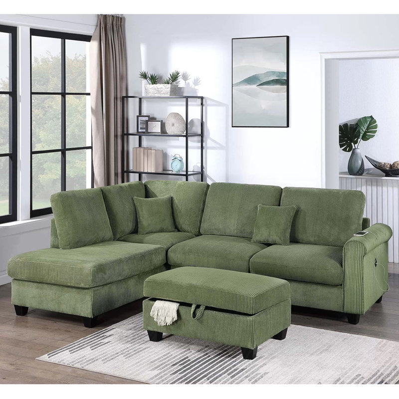 Ensemble modulaire 3 pièces, Velours côtelé beige