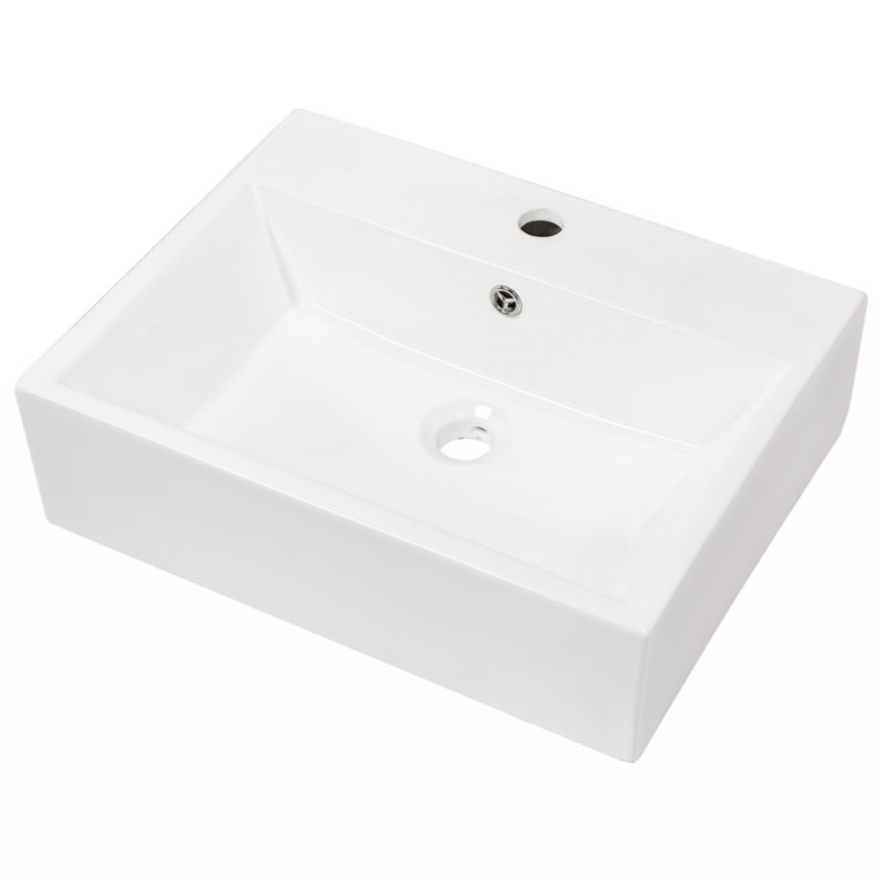 Myhomekeepers 16.3'' White Ceramic Rectangular Bathroom Sink