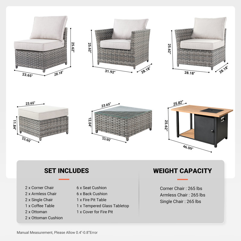 Kaizon Wicker 6 - Person Modular Patio Conversation Set with Cushions, Beige