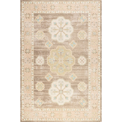 Fawn Medallion Wool and Cotton Area Rug