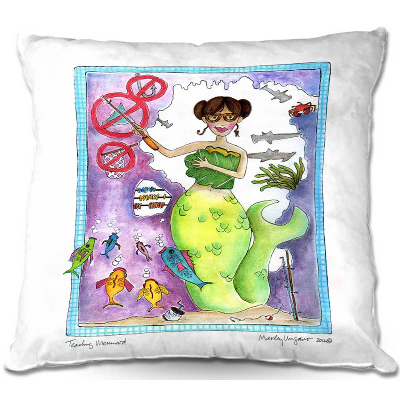  Coussin Couch Teaching Mermaid, 16 po x 16 po
