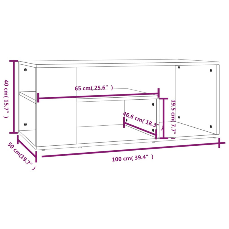 Godhigh Coffee Table with Storage, Smoked Oak