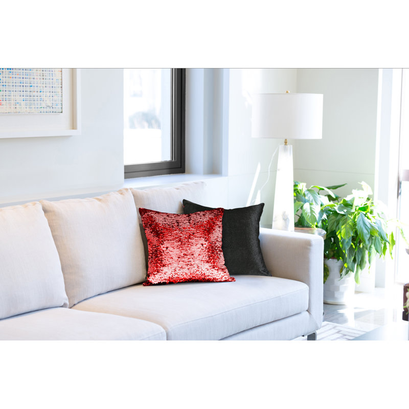 Dahl Square Cushion Cover, Black/Red