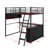Full Size Metal Loft Bed With LED, Desk And Storage Shelves-499653609