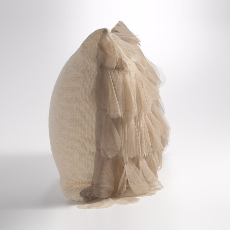Chichi Ruffled Throw Pillow, Sable / Ivory