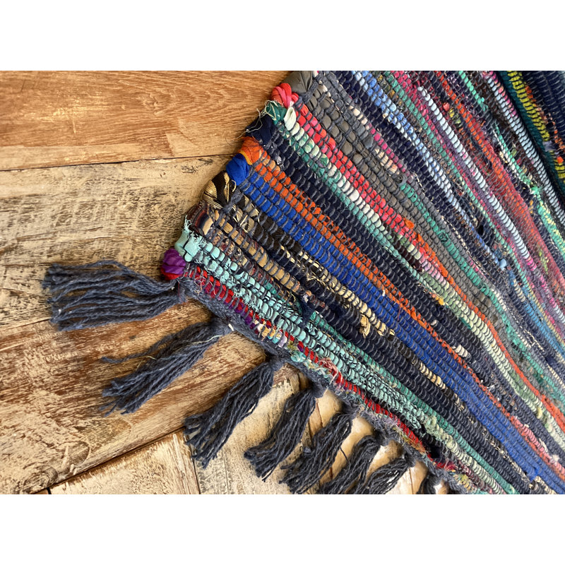 Marone Striped Cotton Hand Woven Area Rug, Runner 60 x 210cm