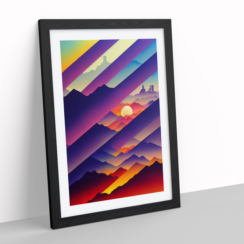 XV1022-591X An Evocative City Skyline Abstract - Single Picture Frame Print, Black Framed, 64cm H x 46cm W