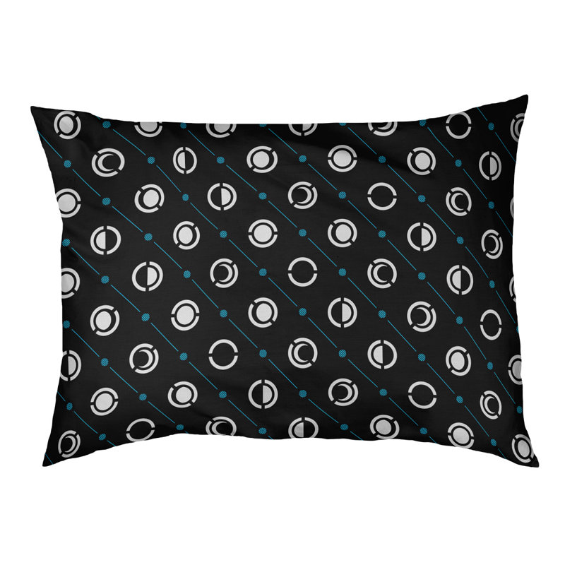 Coussin d’extérieur pour chien moon phases Chenault, Petit (l 28 po x P 6 po x H 18 po), Bleu / Noir