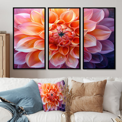 Ensemble de décoration murale Radiant Dahlia la nuit II - Dahlia