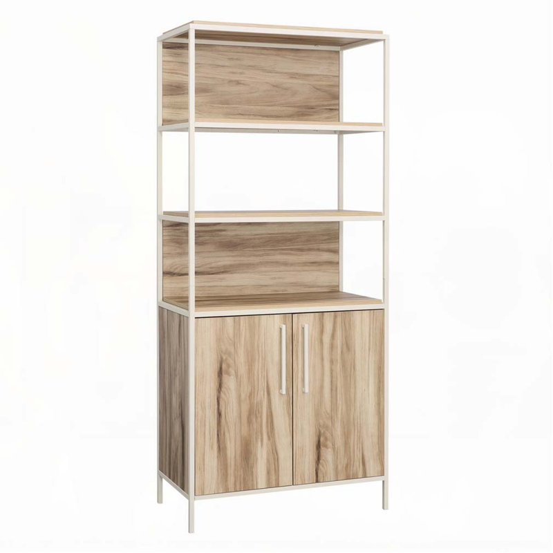 Bibliothèque ouverte avec portes, finition brune